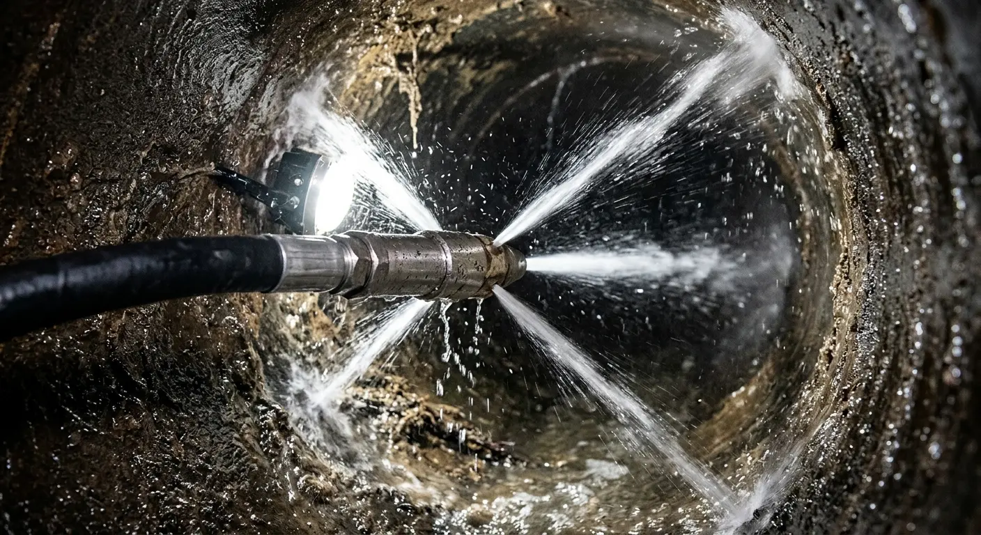 High-pressure hydro jetting nozzle cleaning sewer pipe for Storm Drain Cleaning in Sharon